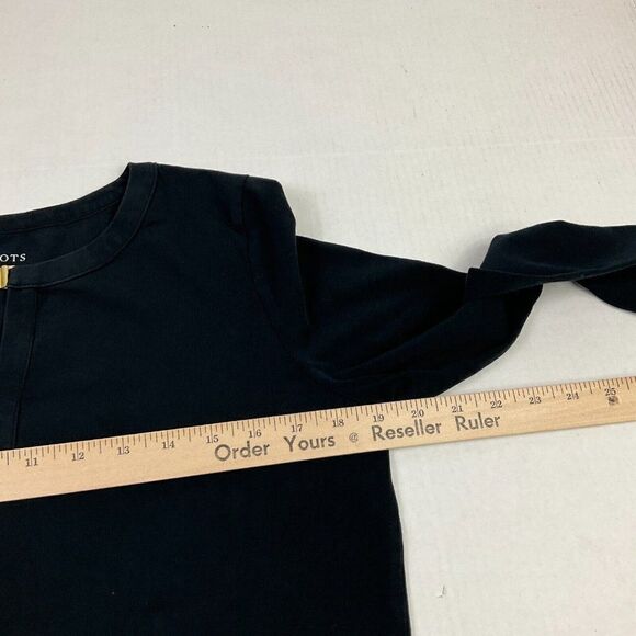 Talbots T-Shirt FADED Black Stretch Tee 3/4 Sleeve Cotton Blend Top M Medium - Picture 8 of 10